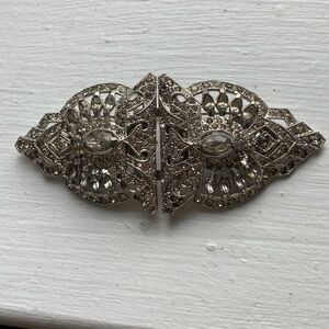Coro Brooch Duette Convertible to Dress Clips - Silver Tone Rhinestone Art Deco